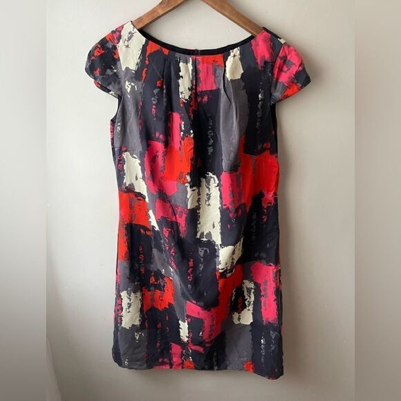 Monsoon 100% silk water colour shift dress with cap sleeves - Picture 1 of 11